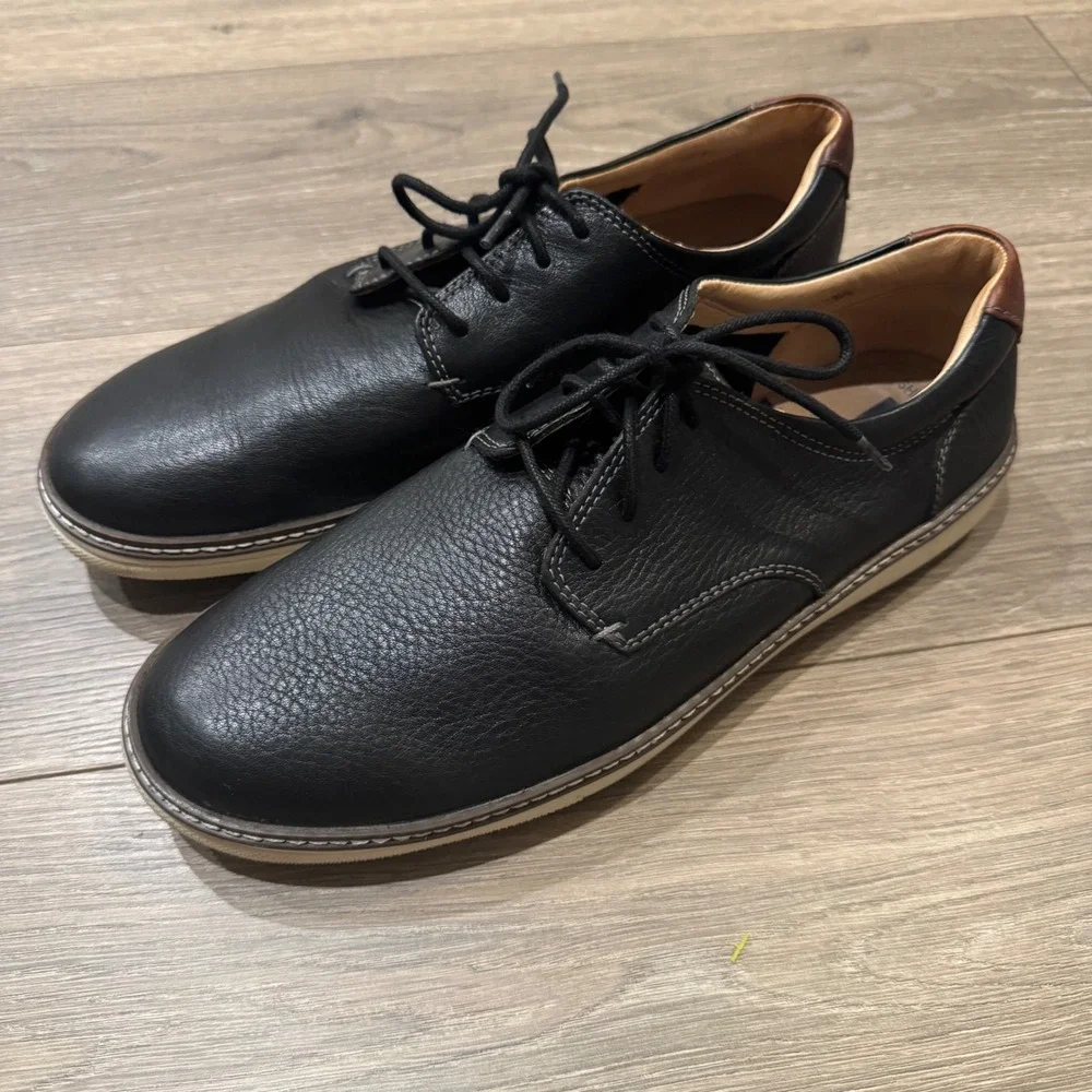 Johnston & Murphy McGuffey Black Sheepskin Leather Plain Toe Derby Shoes Men 10M